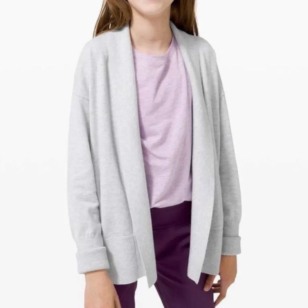 Ivivva Lululemon Moment To Pause Wrap Knit Cardigan Sweater Gray Girls 14 NWT
